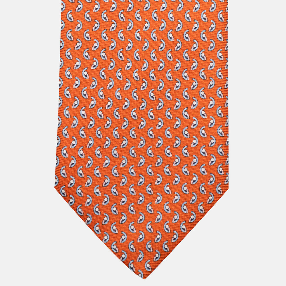 Cravatta 3 pieghe in Seta, Micro Fantasia, Arancione - JC056131-3
