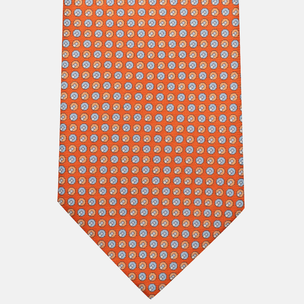 Cravatta 3 pieghe in Seta, Micro Fantasia, Arancione - JC056670-3