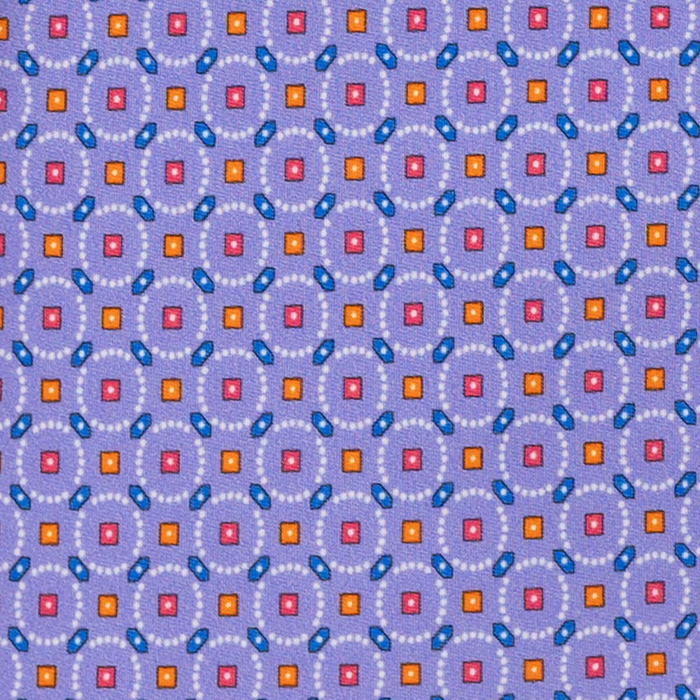 Cravatta 3 Pieghe in Raso Satin Fantasia Geometrica Lilla - JA241002-3