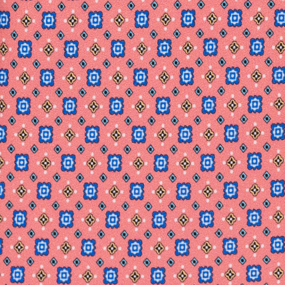 Cravatta 3 Pieghe in Raso Satin Fantasia Geometrica Fragola - JA241004-3