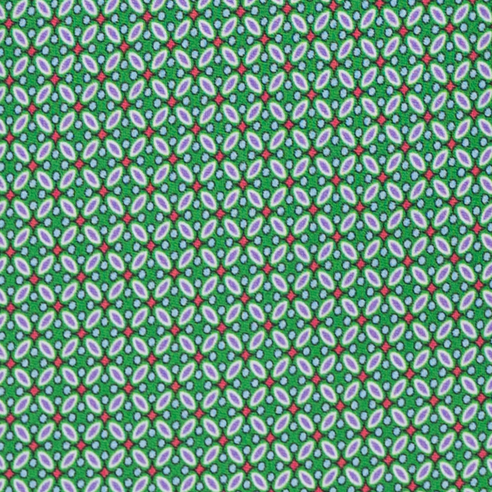 Cravatta 3 Pieghe in Raso Satin Fantasia Floreale Verde - JA241001-3