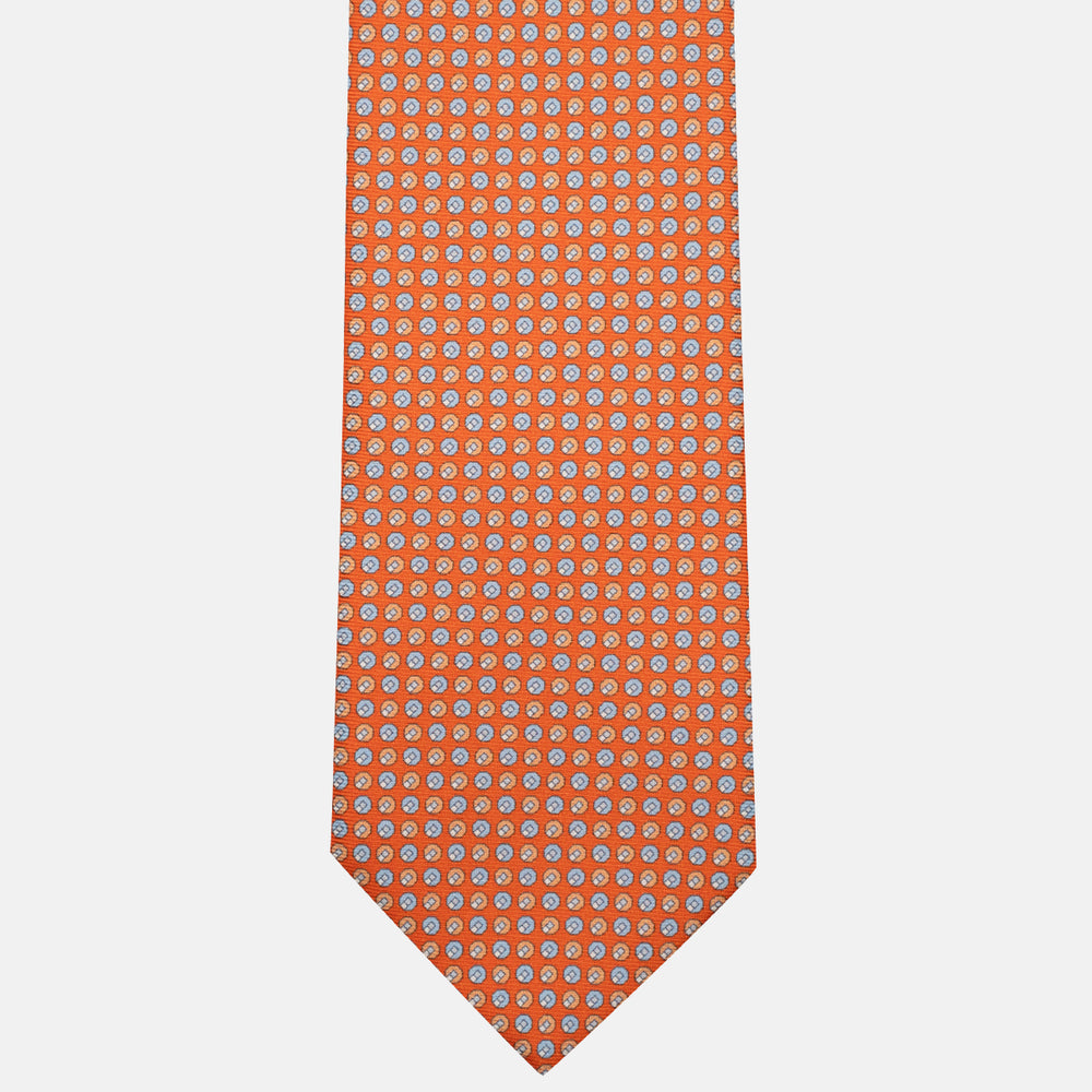 Cravatta 3 pieghe in Seta, Micro Fantasia, Arancione - JC056670-3