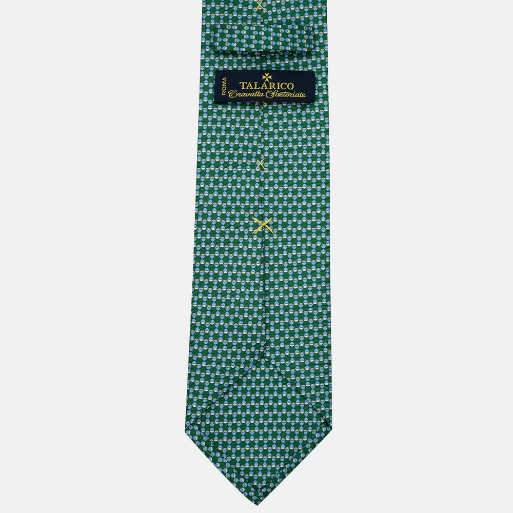 Cravatta 3 pieghe in Seta, Fantasia Geometrica, Verde - JC057249-3