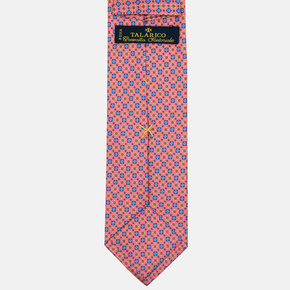 Cravatta 3 Pieghe in Raso Satin Fantasia Geometrica Fragola - JA241004-3