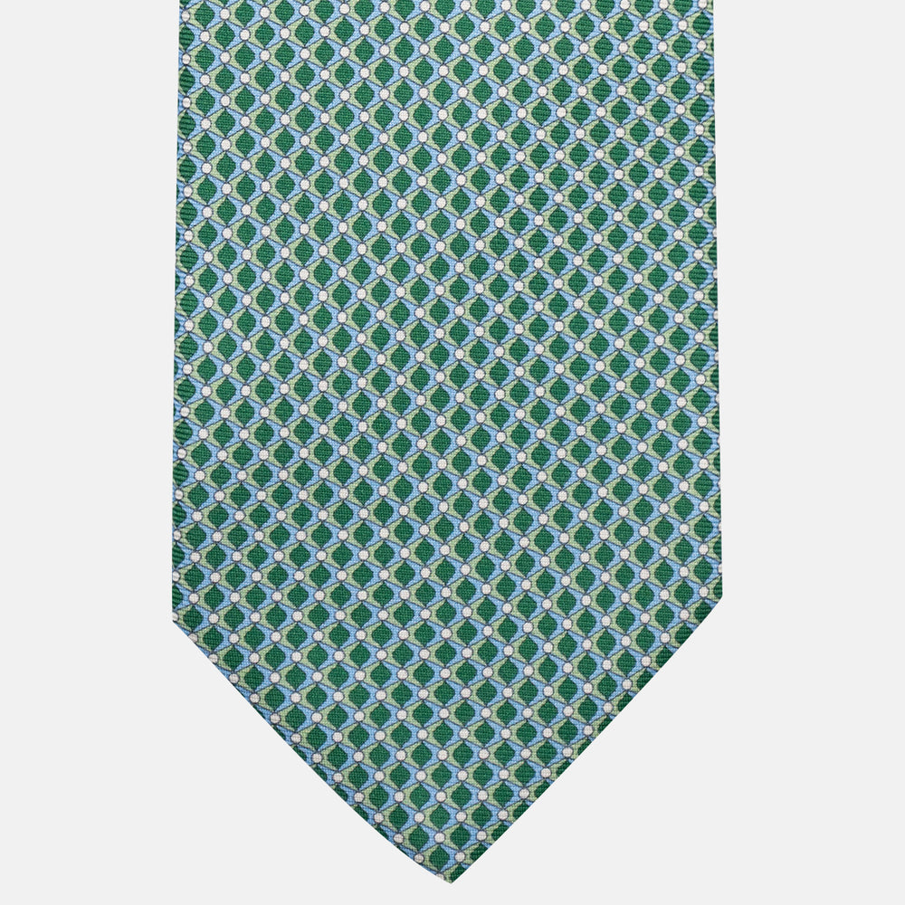 Cravatta 3 pieghe in Seta, Fantasia Geometrica, Verde - JC056340-4