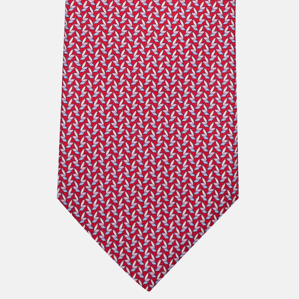 Cravatta 3 pieghe in Seta, Micro Fantasia, Rosso - JC056128-4