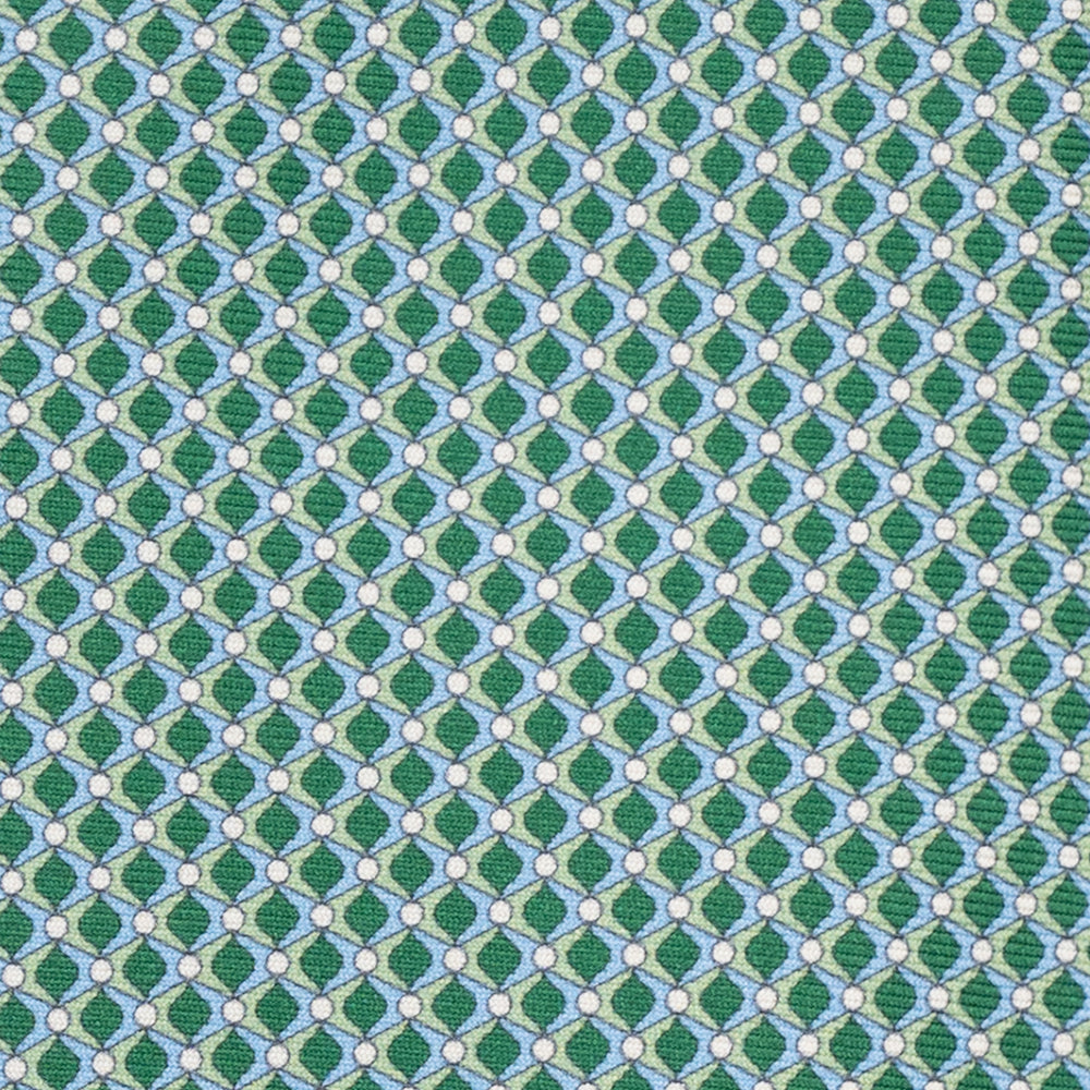 Cravatta 3 pieghe in Seta, Fantasia Geometrica, Verde - JC056340-4