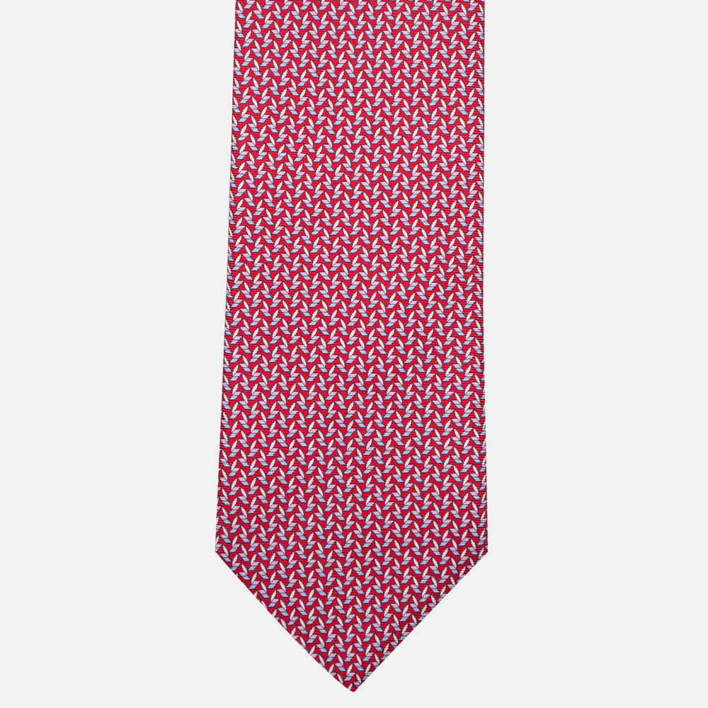 Cravatta 3 pieghe in Seta, Micro Fantasia, Rosso - JC056128-4