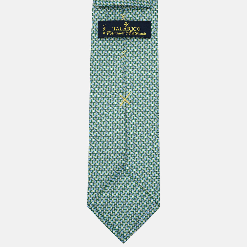 Cravatta 3 pieghe in Seta, Fantasia Geometrica, Verde - JA056123-4