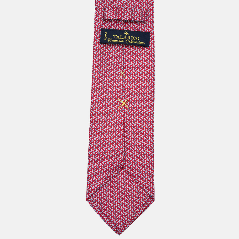 Cravatta 3 pieghe in Seta, Micro Fantasia, Rosso - JC056128-4