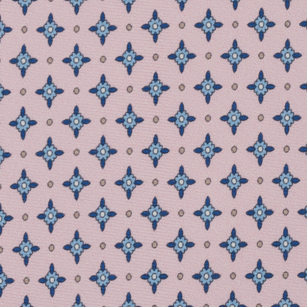 1999 Collection Tie in Floral Pattern Twill Silk Pink Blue