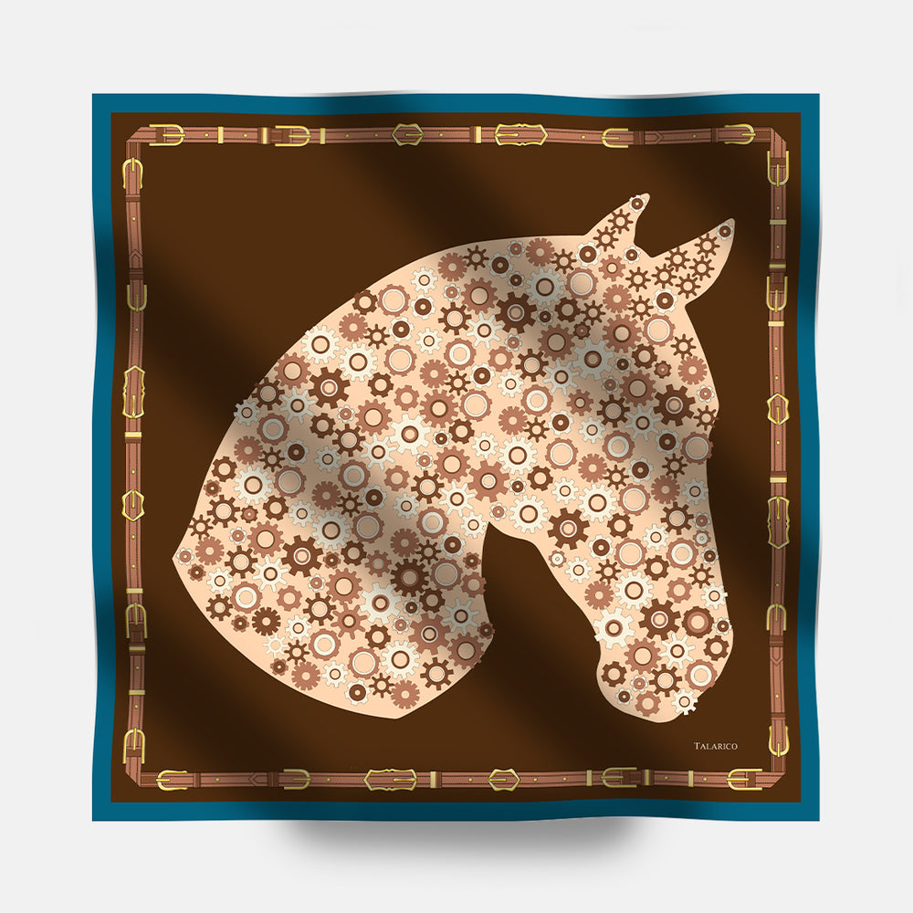 Foulard In Seta Twill 90 Steel Stallion