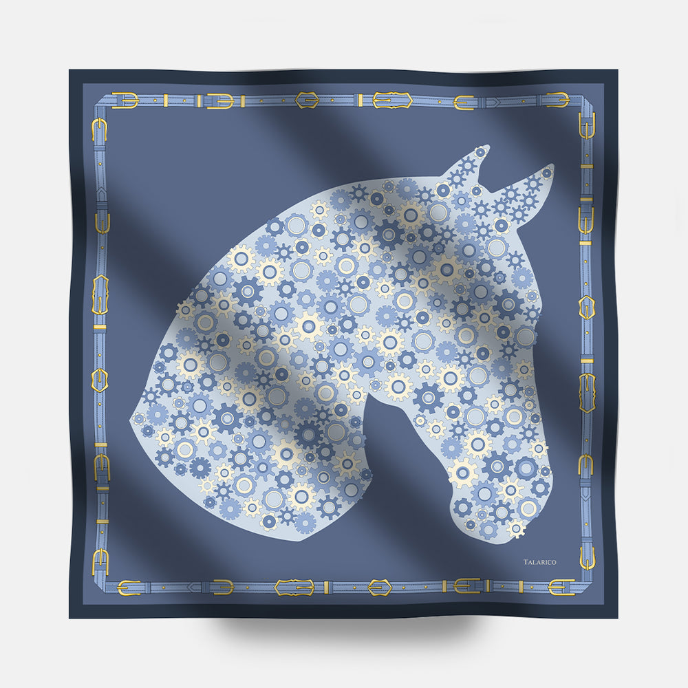 Foulard In Seta Twill 90 Steel Stallion