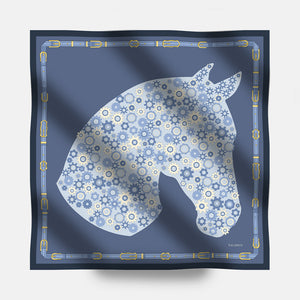 Foulard In Seta Twill 90 Steel Stallion