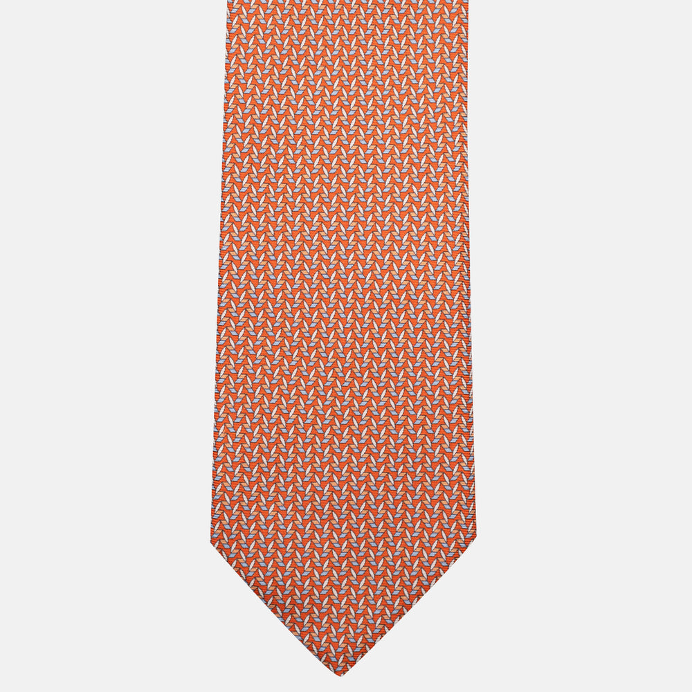 Cravatta 3 pieghe in Seta, Micro Fantasia, Arancione - JC056128-5