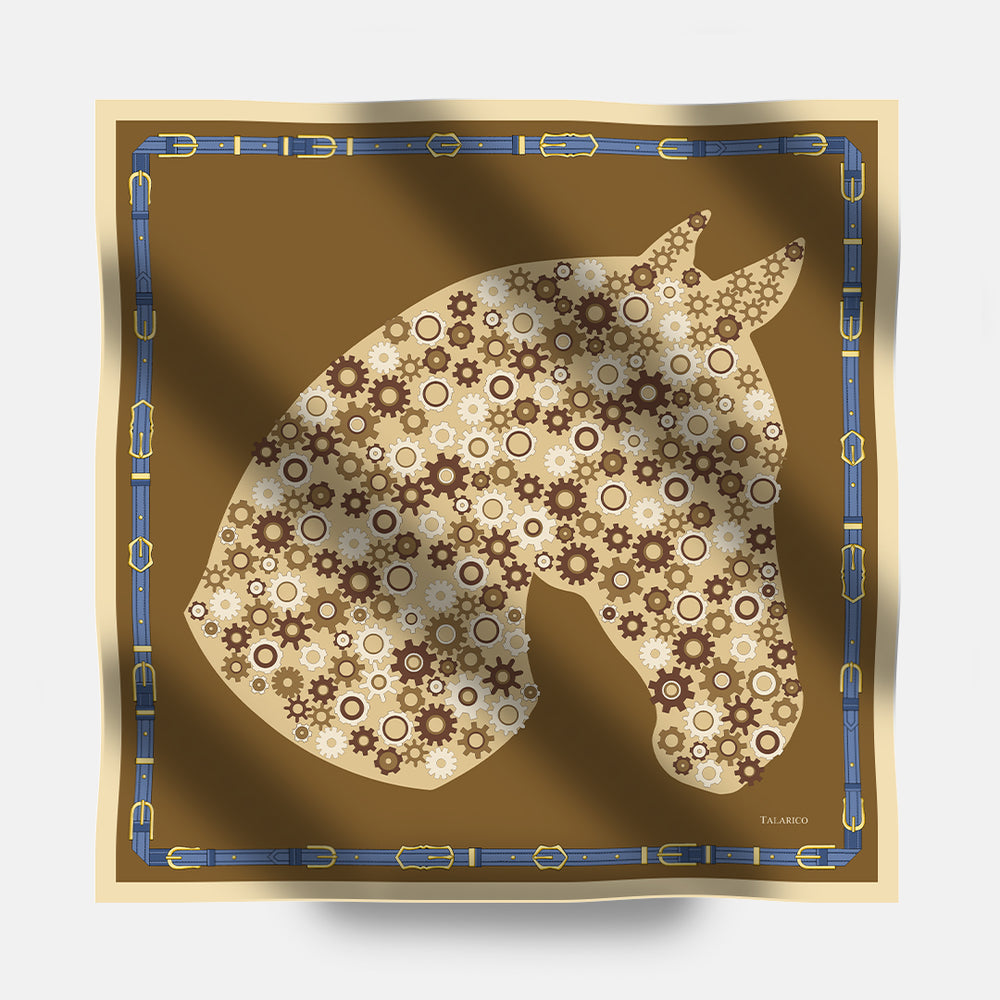 Foulard In Seta Twill 90 Steel Stallion