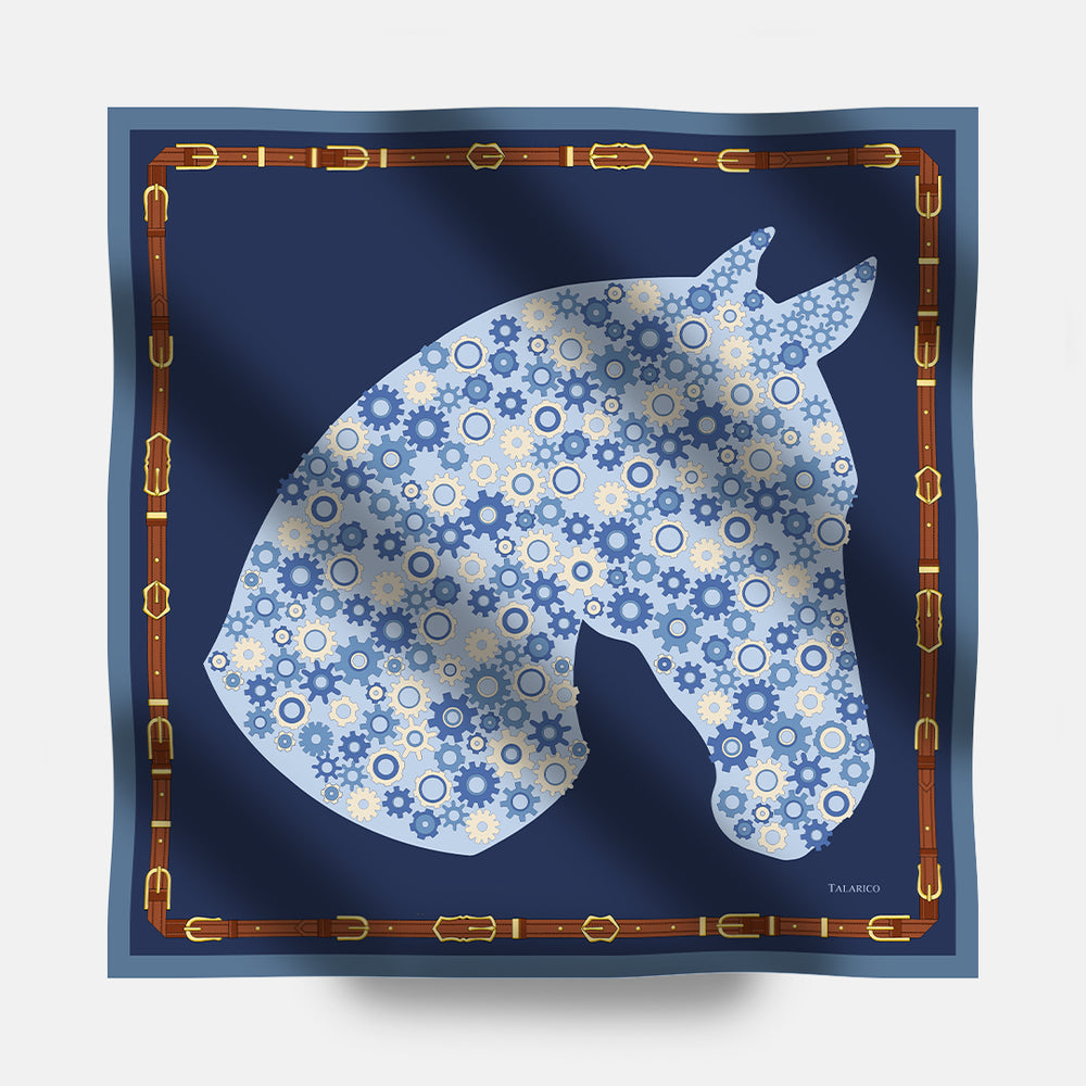 Foulard In Seta Twill 90 Steel Stallion