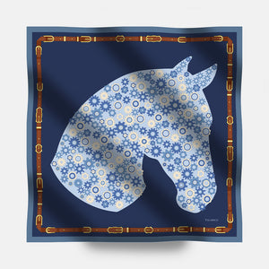 Foulard In Seta Twill 90 Steel Stallion