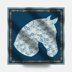 Foulard In Seta Twill 90 Steel Stallion