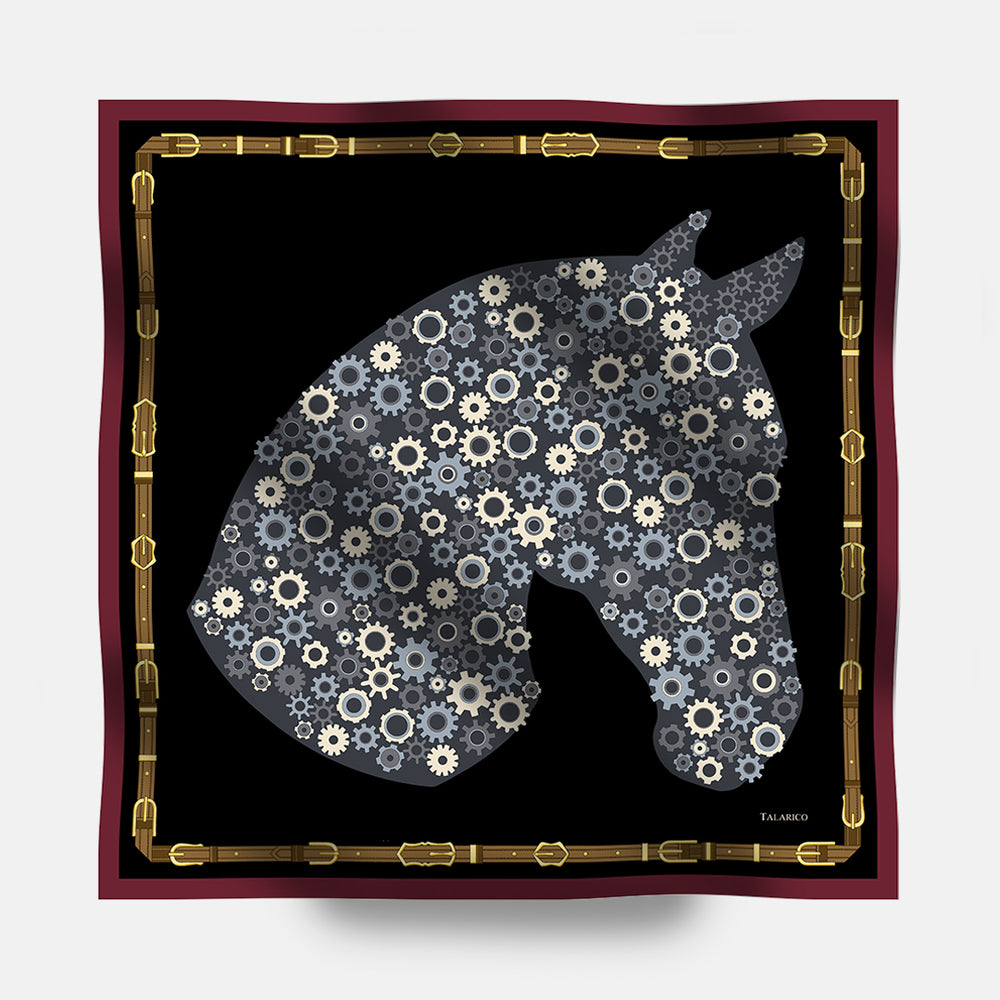 Foulard In Seta Twill 90 Steel Stallion