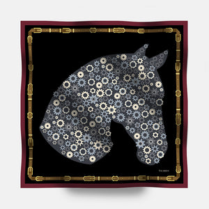 Foulard In Seta Twill 90 Steel Stallion