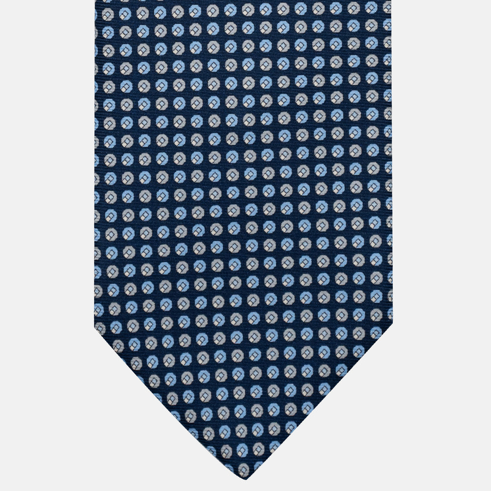 Cravatta 3 pieghe in Seta, Micro Fantasia, Blu Grigio - JC056670-6