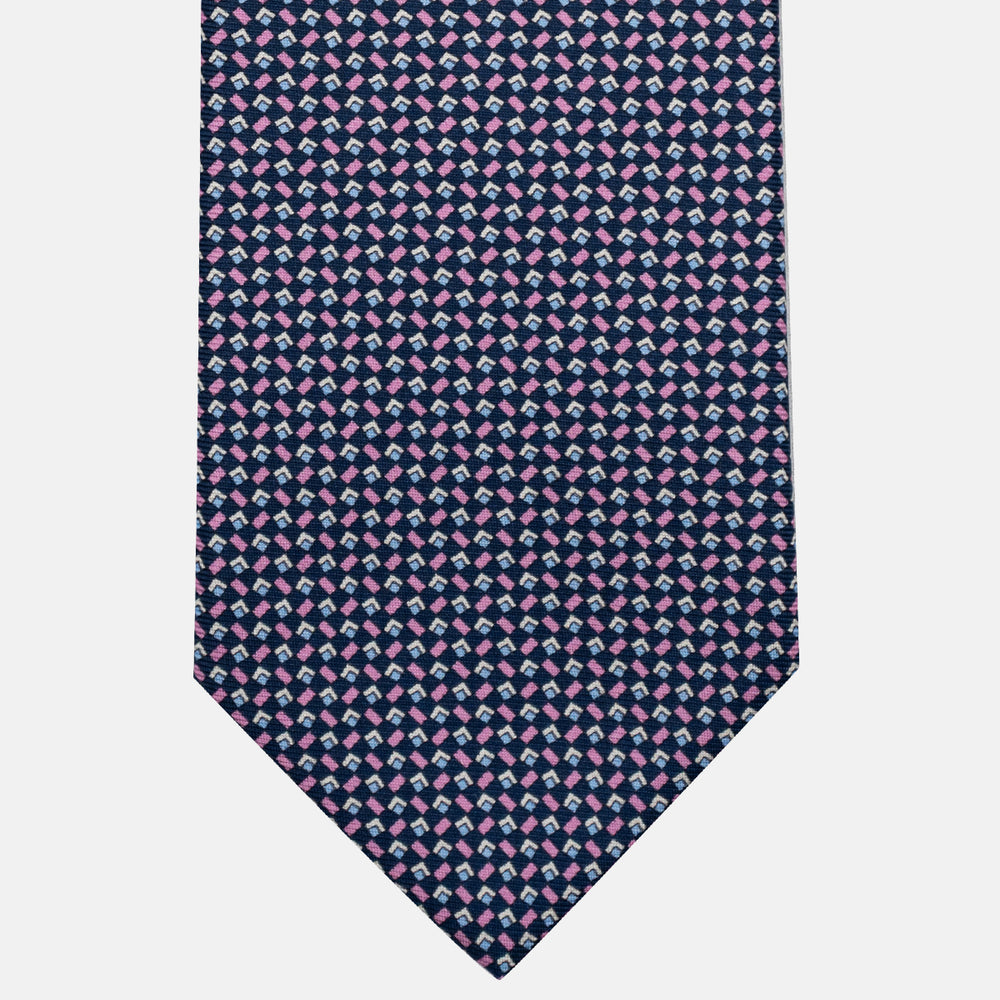 Cravatta 3 pieghe in Seta, Micro Fantasia, Blu Rosa - JC056124-6