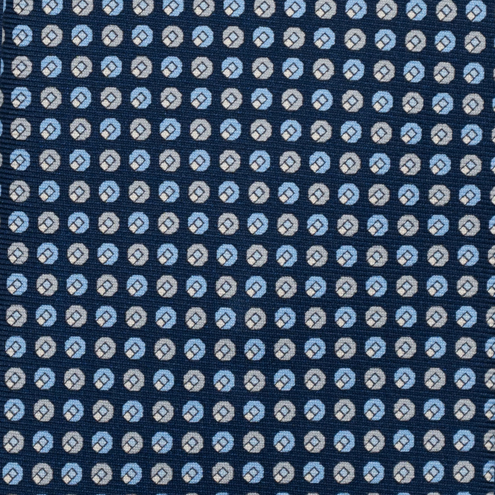 Cravatta 3 pieghe in Seta, Micro Fantasia, Blu Grigio - JC056670-6