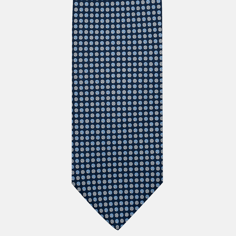 Cravatta 3 pieghe in Seta, Micro Fantasia, Blu Grigio - JC056670-6