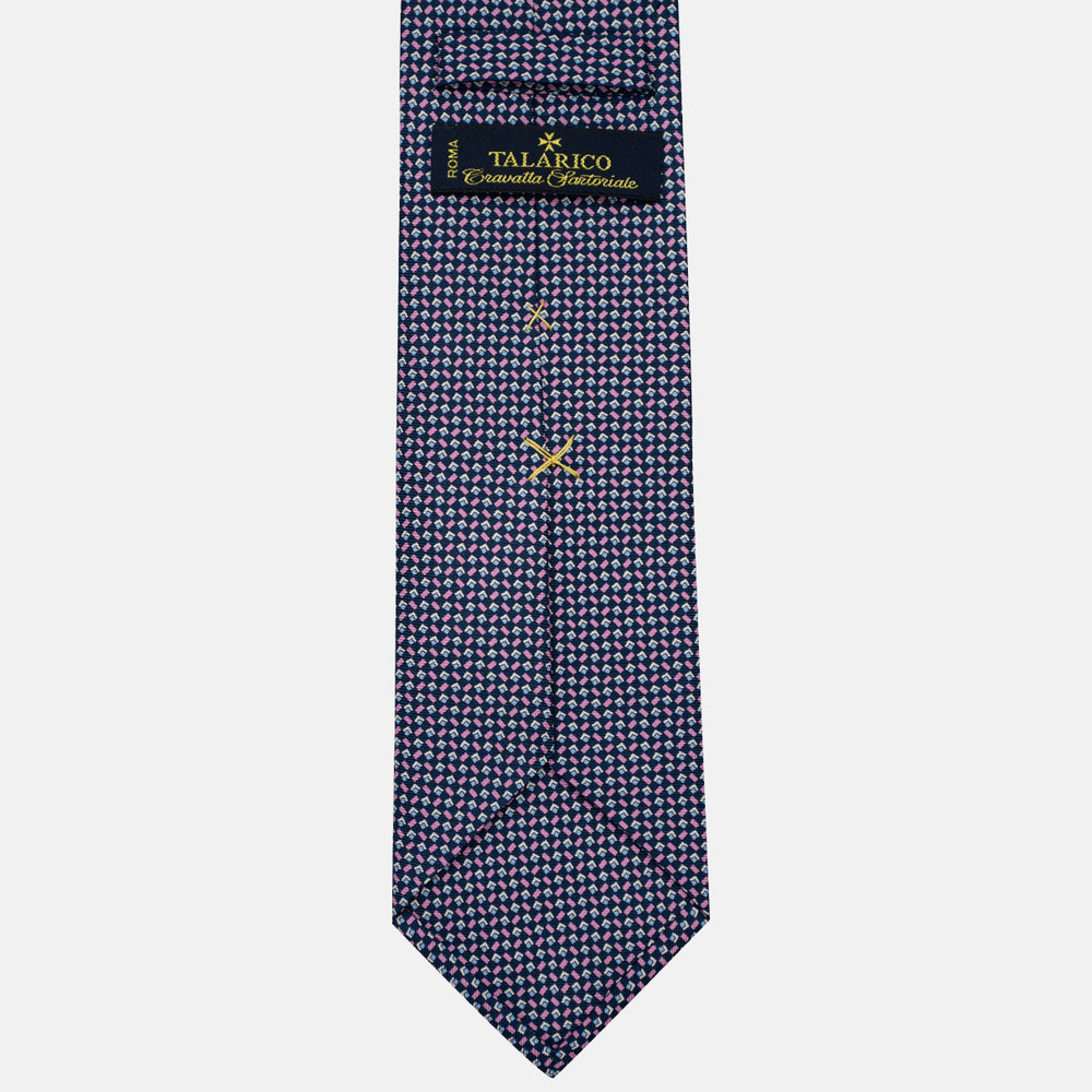 Cravatta 3 pieghe in Seta, Micro Fantasia, Blu Rosa - JC056124-6