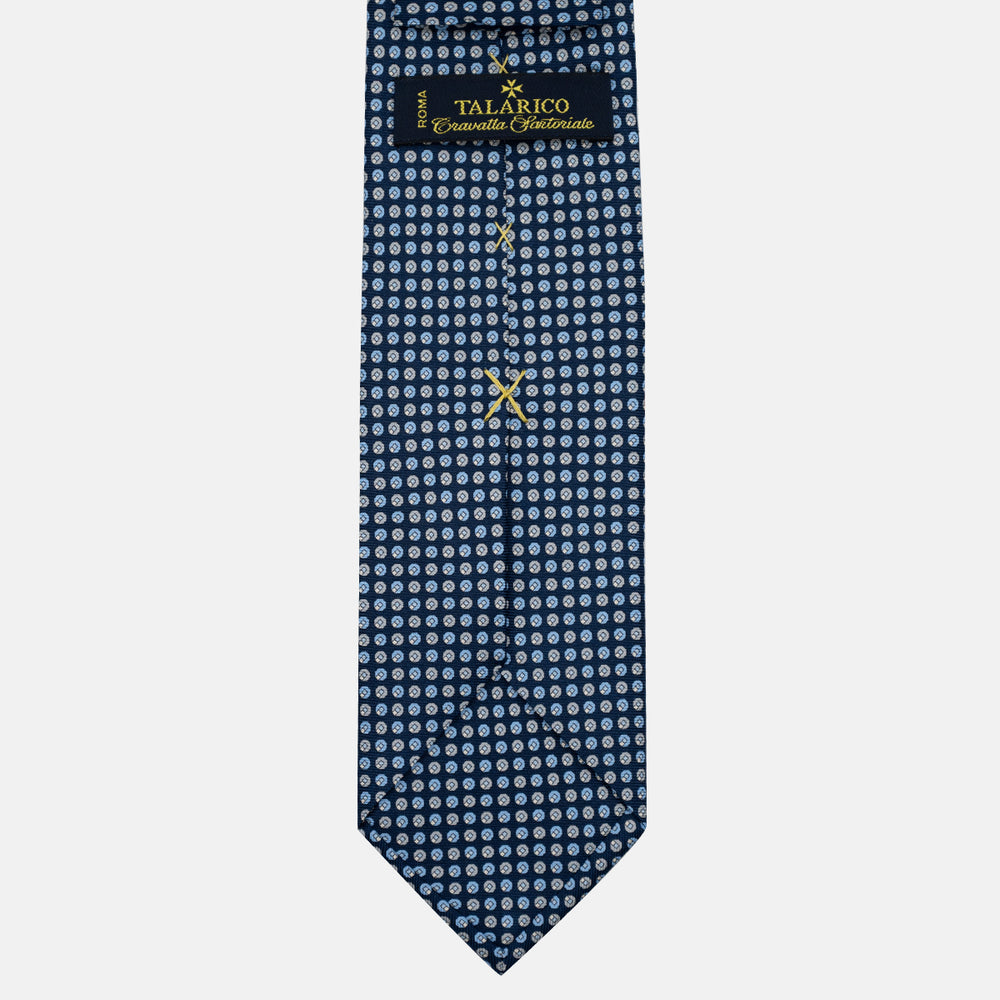 Cravatta 3 pieghe in Seta, Micro Fantasia, Blu Grigio - JC056670-6
