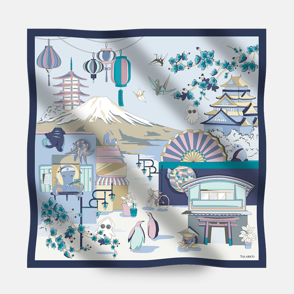 Foulard In Seta Twill 90 Viaggio nel Sol Levante