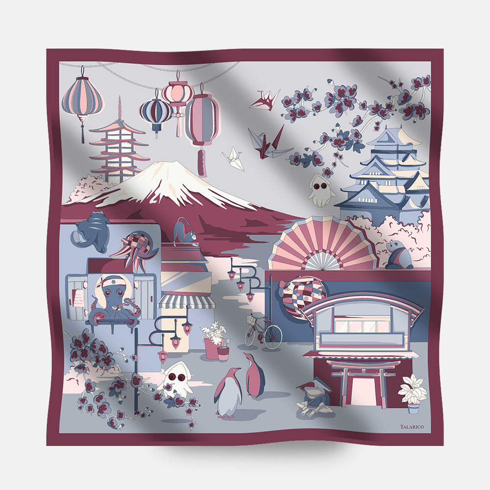 Foulard In Seta Twill 90 Viaggio nel Sol Levante