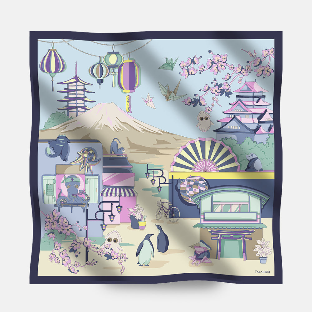 Foulard In Seta Twill 90 Viaggio nel Sol Levante