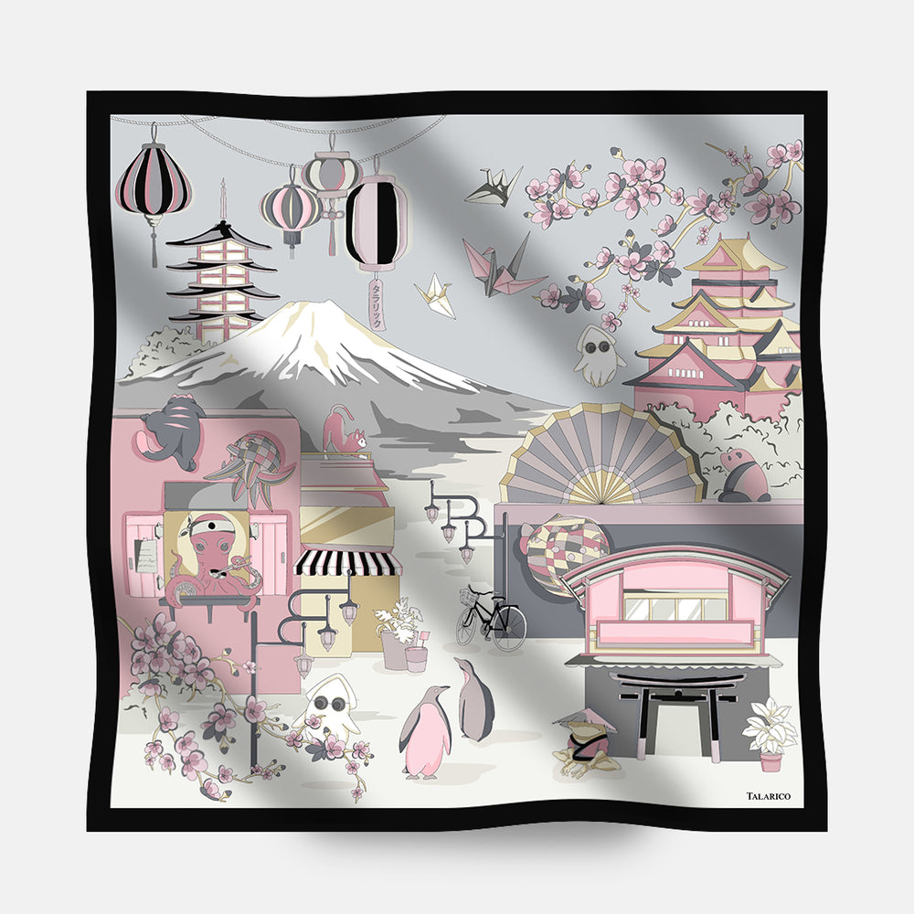 Foulard In Seta Twill 90 Viaggio nel Sol Levante