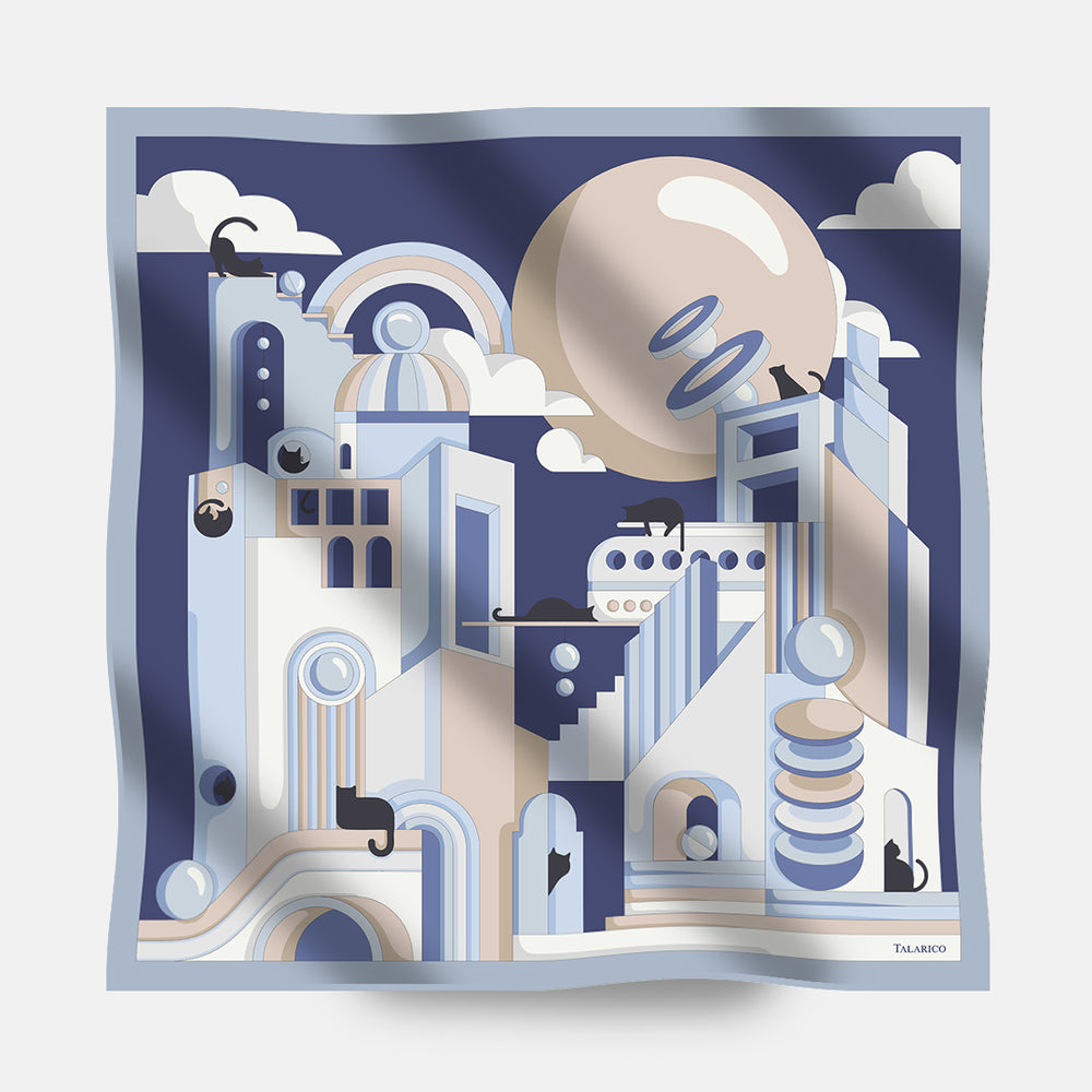 Foulard In Seta Twill 90 Ombre di Città