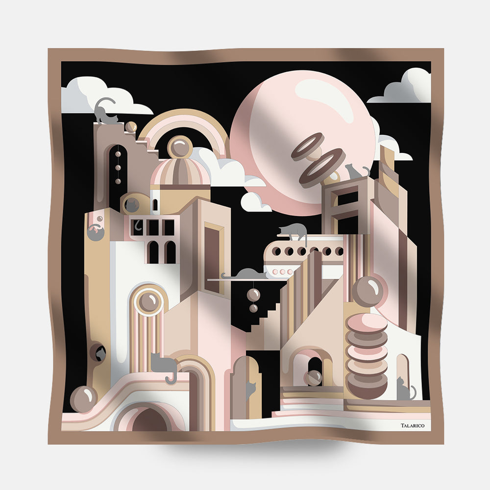 Foulard In Seta Twill 90 Ombre di Città