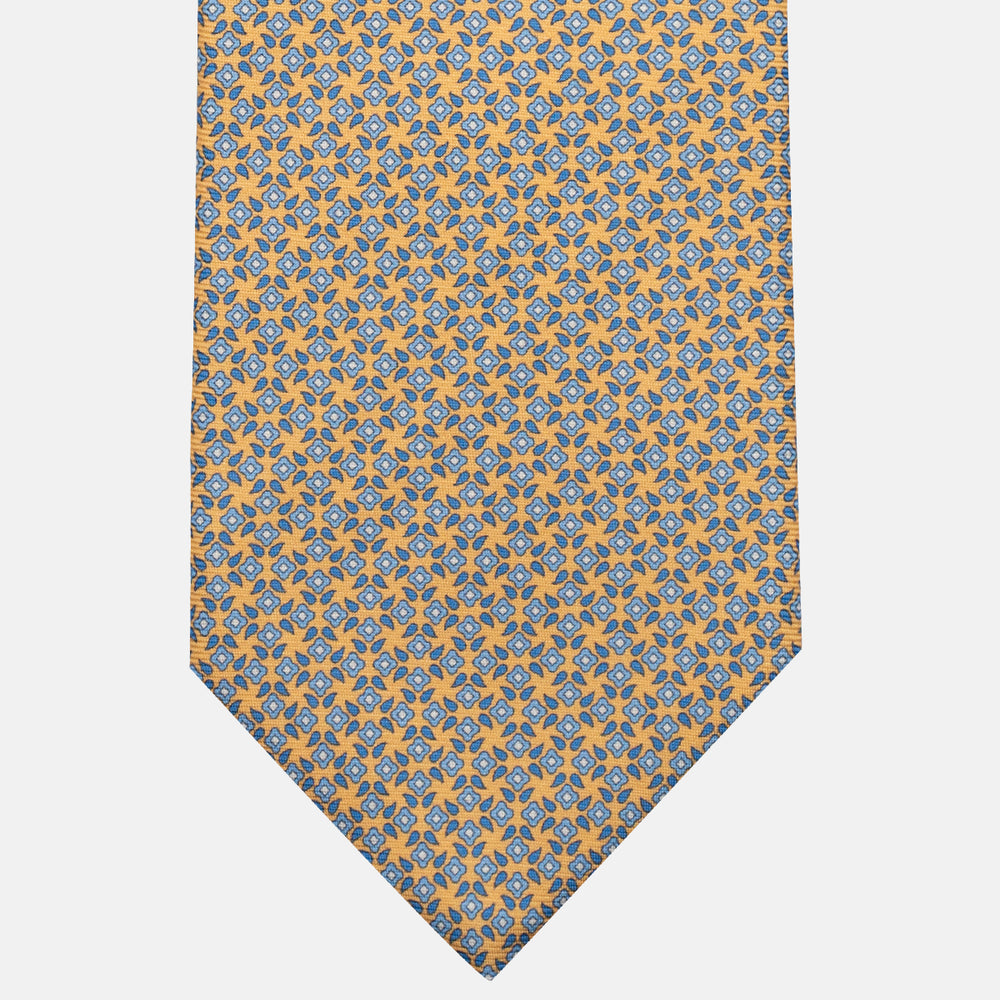 Cravatta 3 pieghe in Seta, Fantasia Floreale, Giallo - JA056130-7
