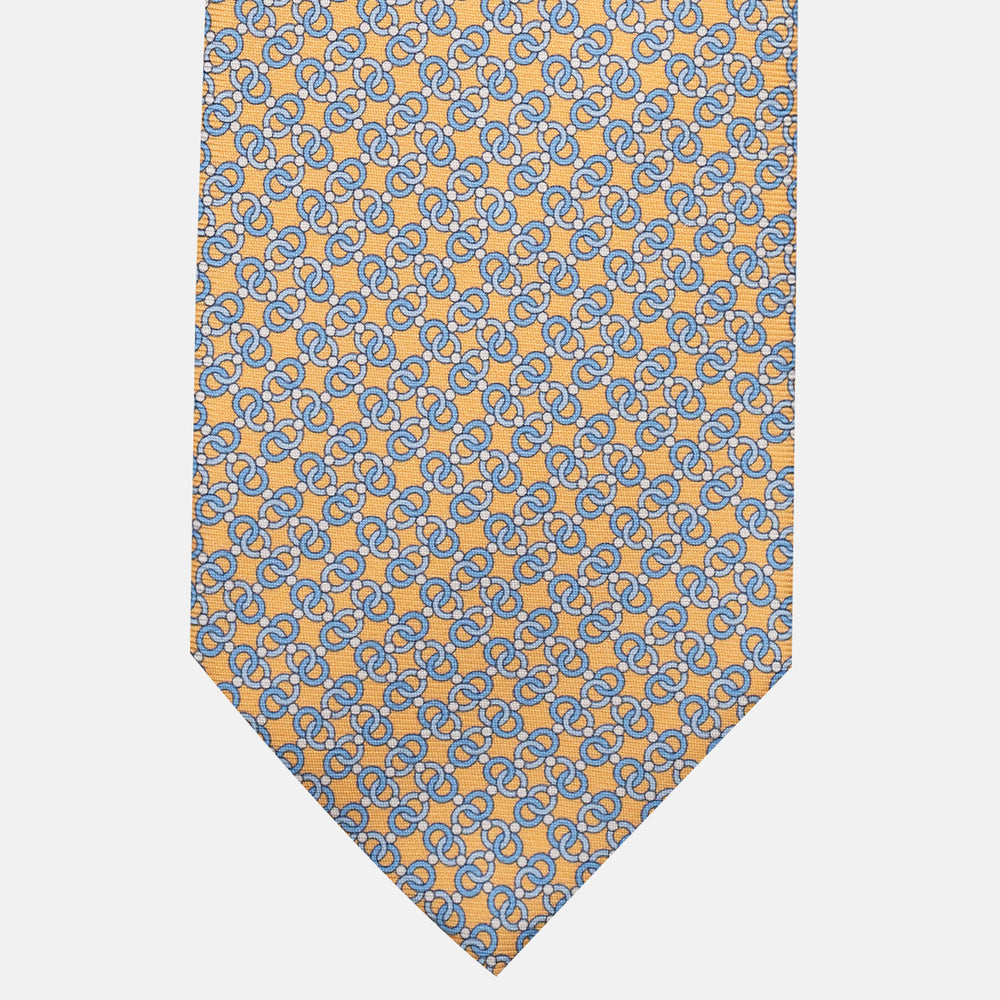 Cravatta 3 pieghe in Seta, Fantasia Concatenata, Giallo - JA055937-7