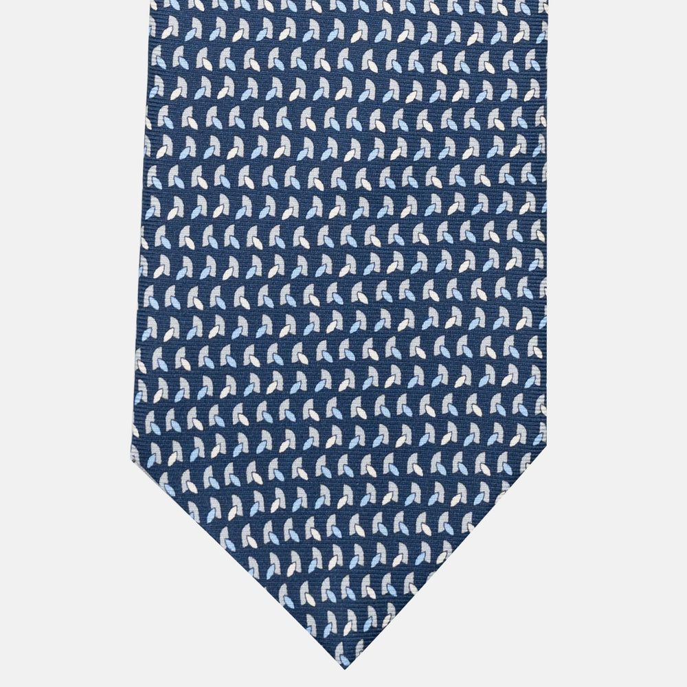 Cravatta 3 pieghe in Seta, Micro Fantasia, Blu Grigio - JC057245-7