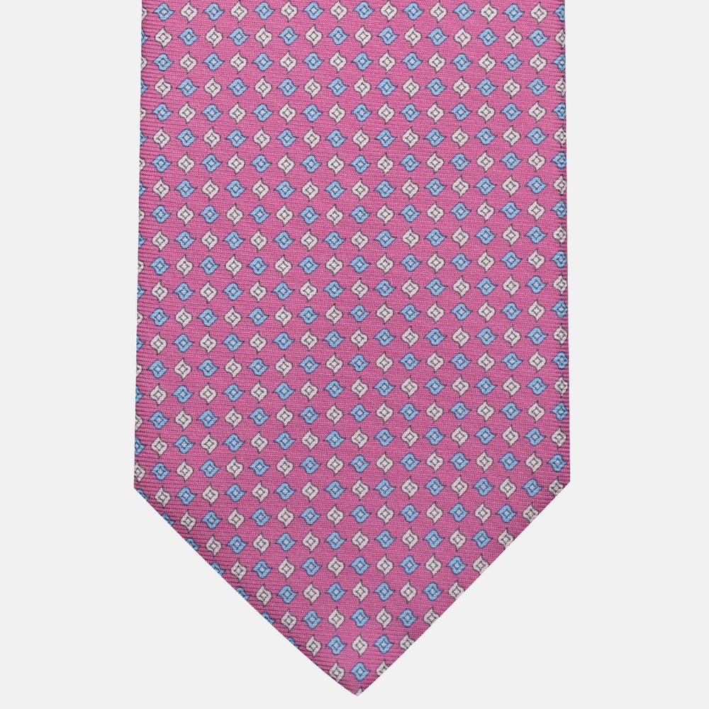 Cravatta 3 pieghe in Seta, Micro Fantasia, Rosa - JA056673-7