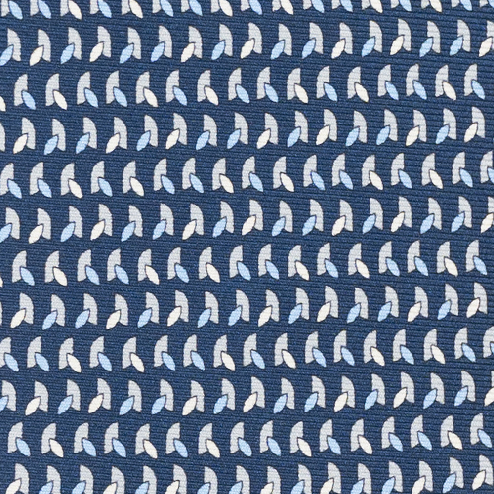 Cravatta 3 pieghe in Seta, Micro Fantasia, Blu Grigio - JC057245-7
