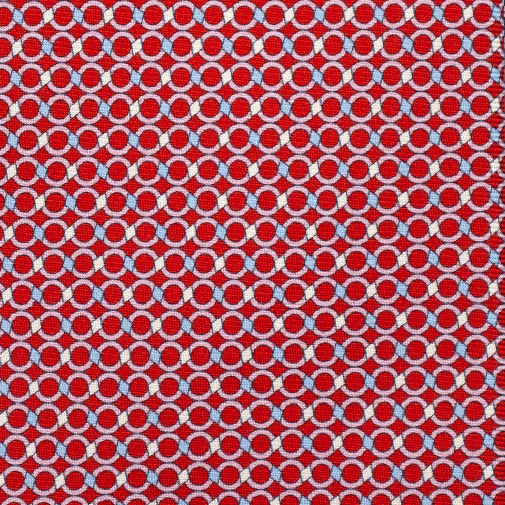 Cravatta 3 pieghe in Seta, Fantasia Concatenata, Rosso - JA057080-7