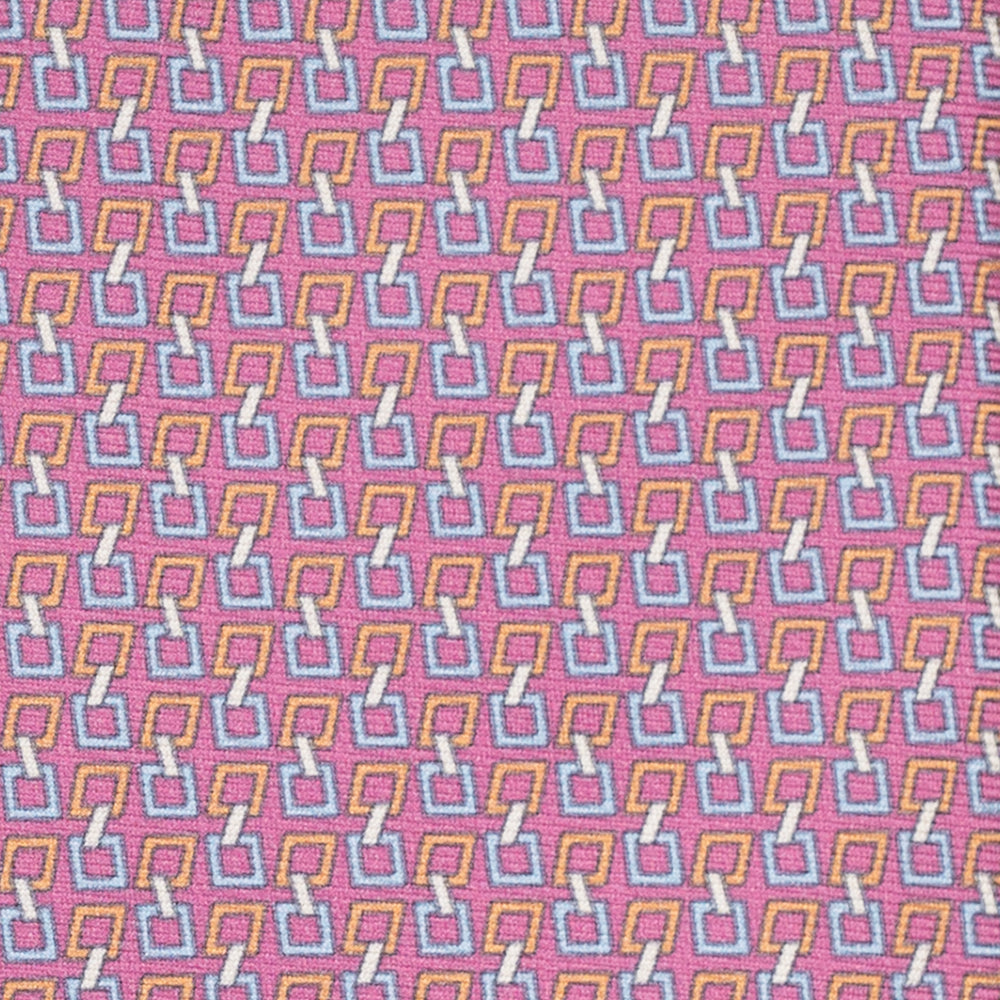 Cravatta 3 pieghe in Seta, Fantasia Concatenata, Rosa - JA057083-7