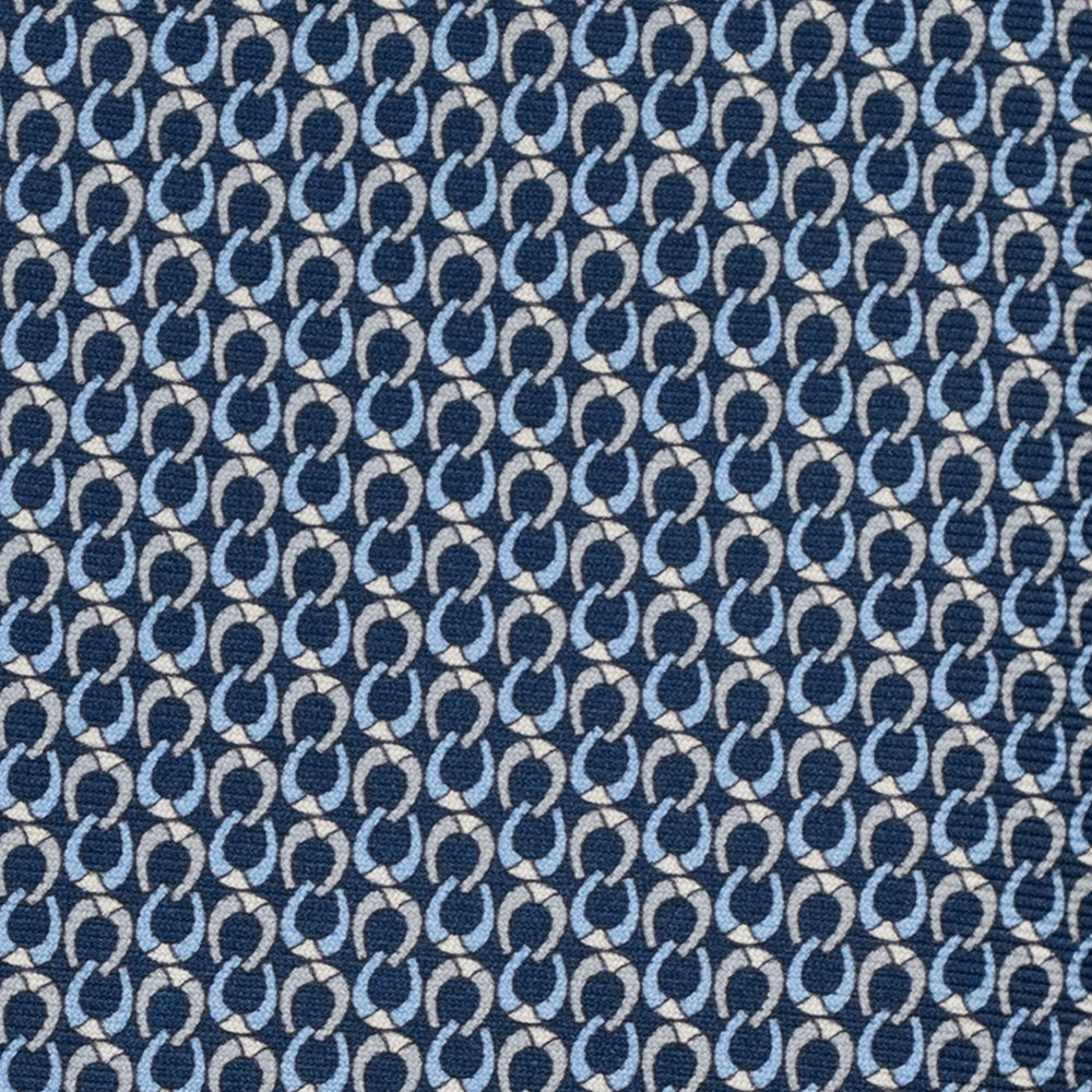 Cravatta 3 pieghe in Seta, Fantasia Concatenata, Blu Grigio - JC056339-7