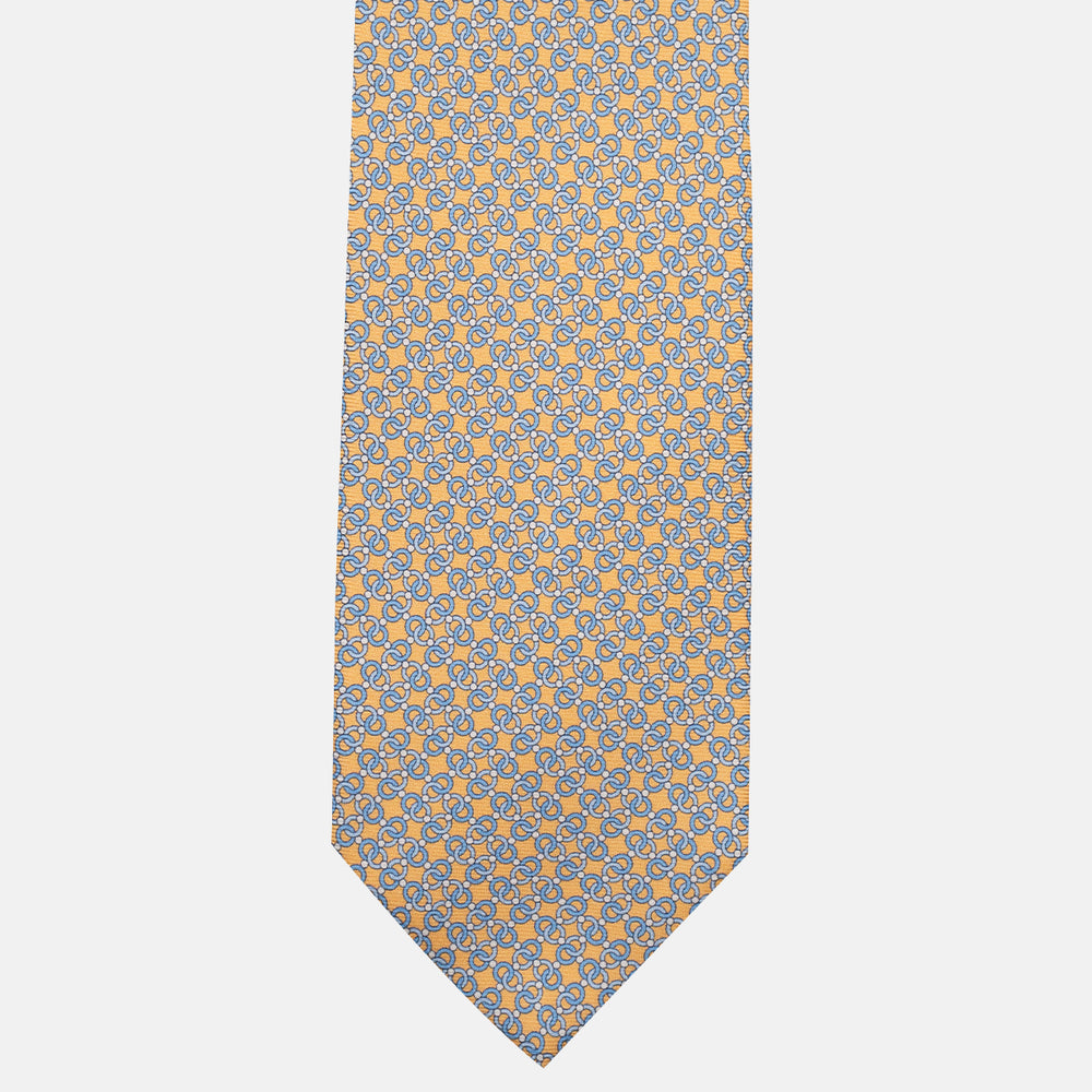 Cravatta 3 pieghe in Seta, Fantasia Concatenata, Giallo - JA055937-7