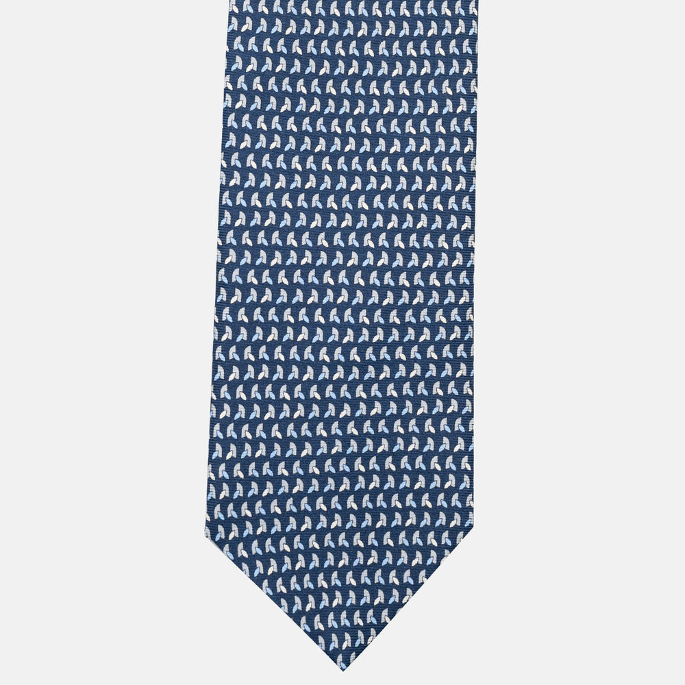 Cravatta 3 pieghe in Seta, Micro Fantasia, Blu Grigio - JC057245-7