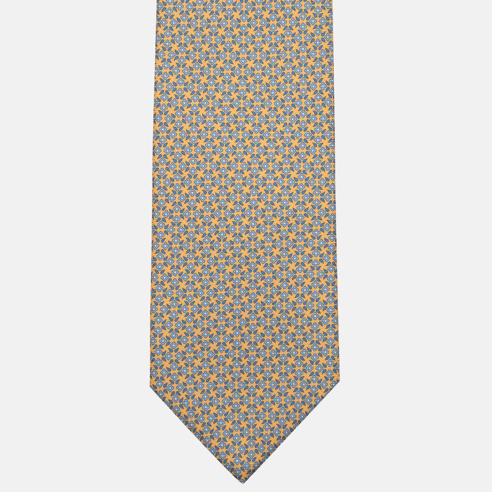 Cravatta 3 pieghe in Seta, Fantasia Floreale, Giallo - JA056130-7
