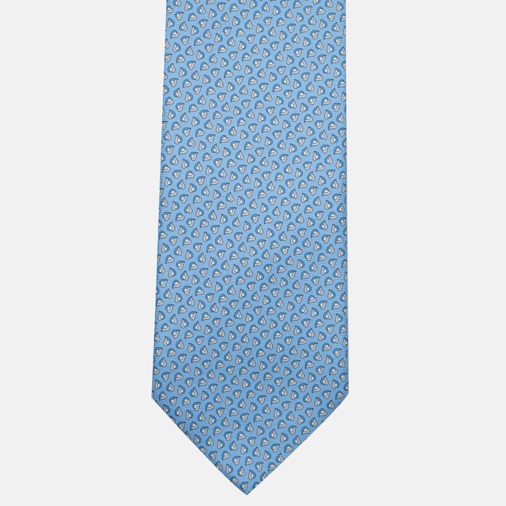 Cravatta 3 pieghe in Seta, Micro Fantasia, Celeste - JA056125-7