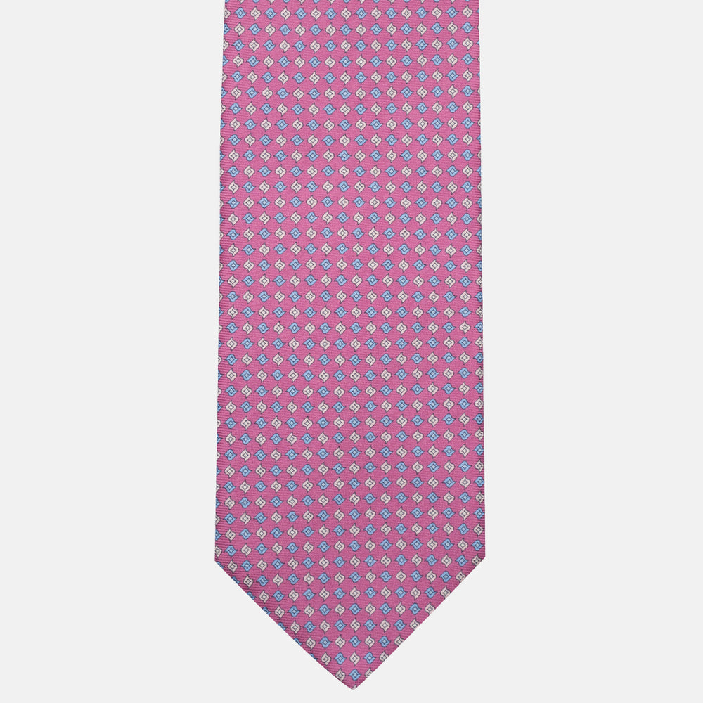 Cravatta 3 pieghe in Seta, Micro Fantasia, Rosa - JA056673-7